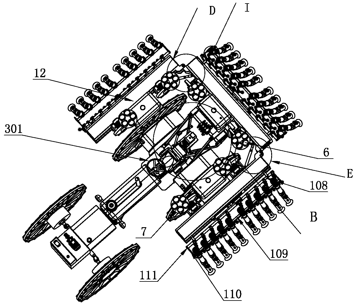 Fertilizer and pesticide application vehicle with mechanical weeding function