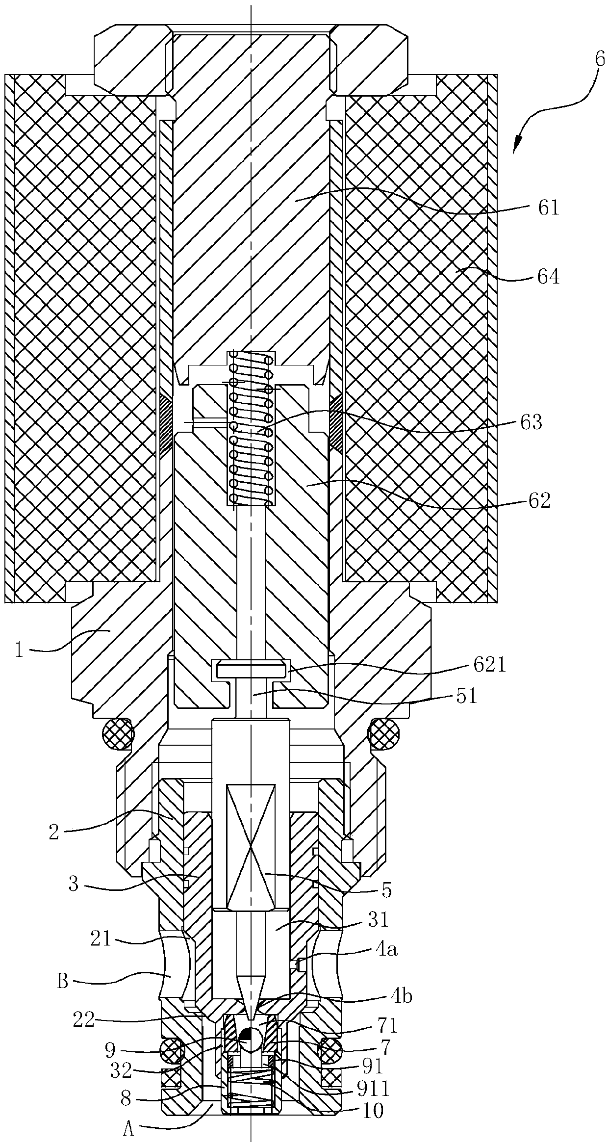 Proportional one-way flow valve with two-way control