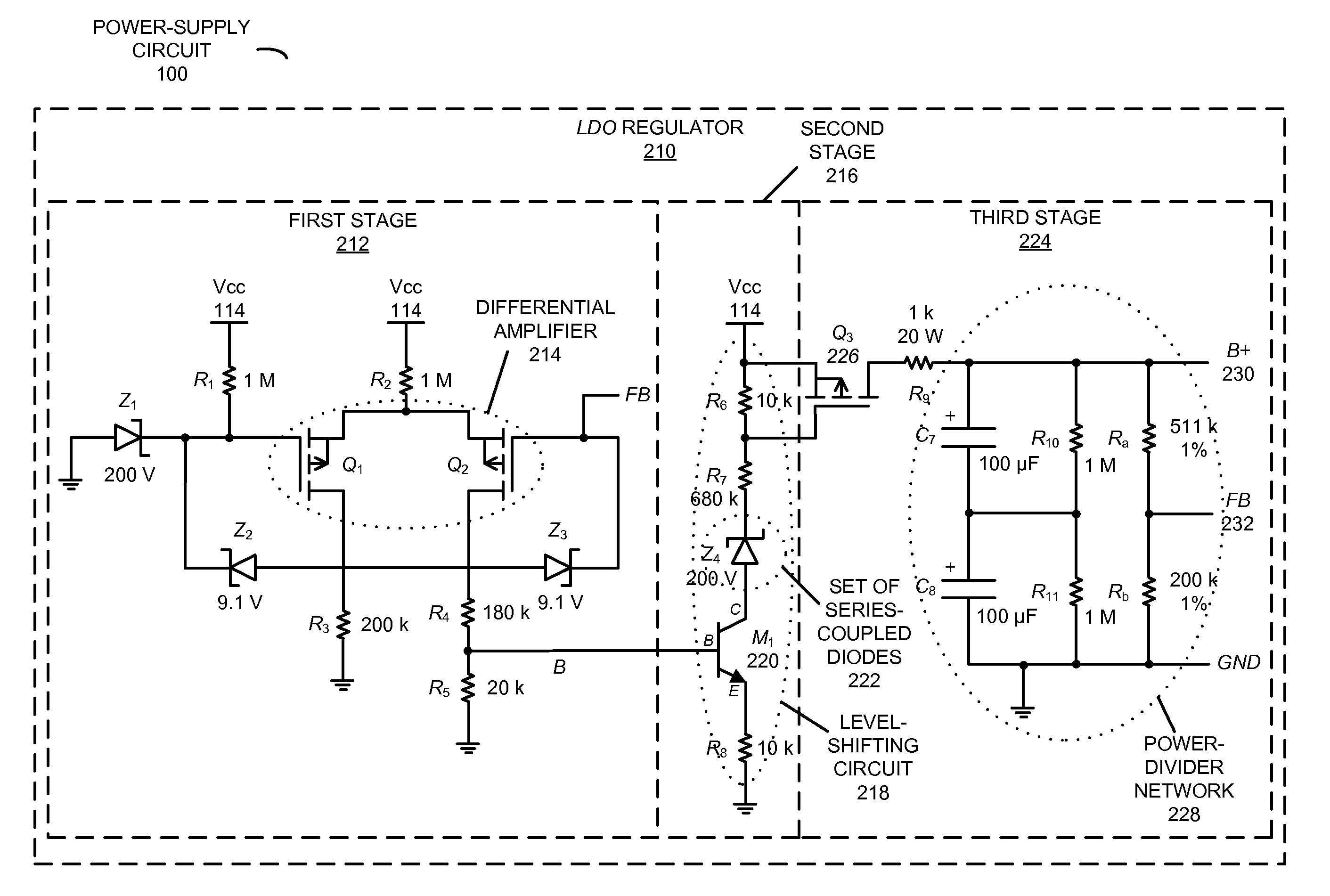 High-voltage regulated power supply