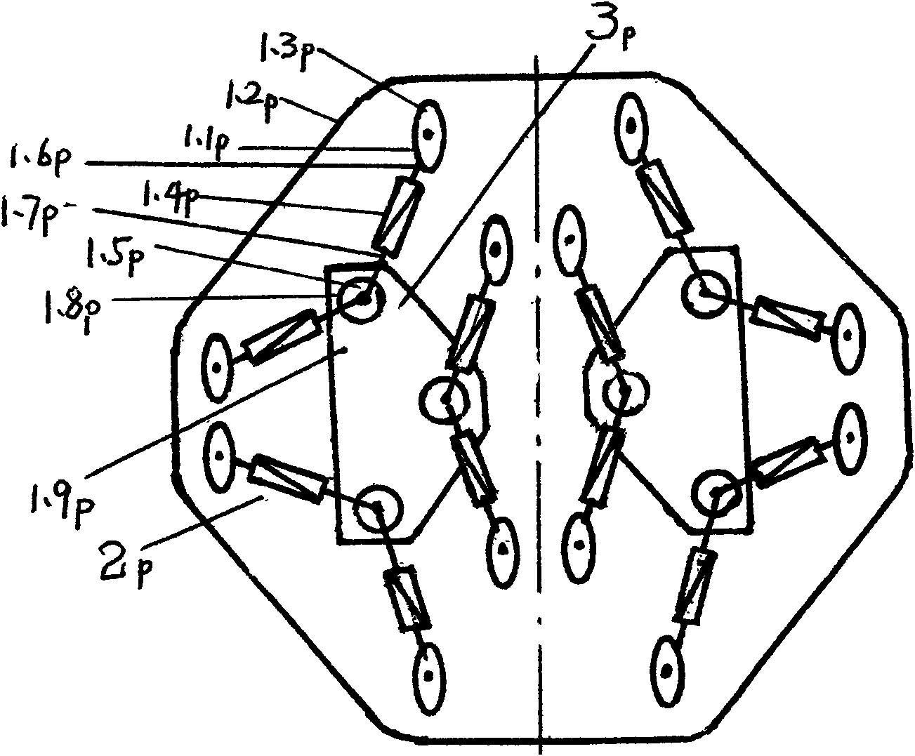 Method for connecting parallel connection walking robots and parallel connection walking robot thereof