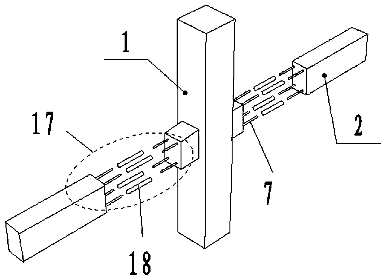 Prefabricated column and beam connection structure and method of prefabricated building frame structure