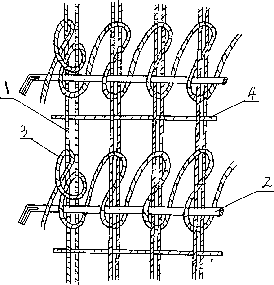 Down textile carpet and its weaving and knot tying method