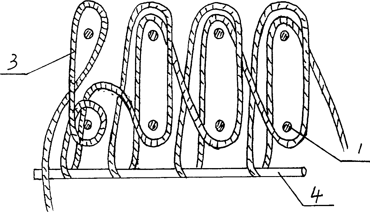 Down textile carpet and its weaving and knot tying method