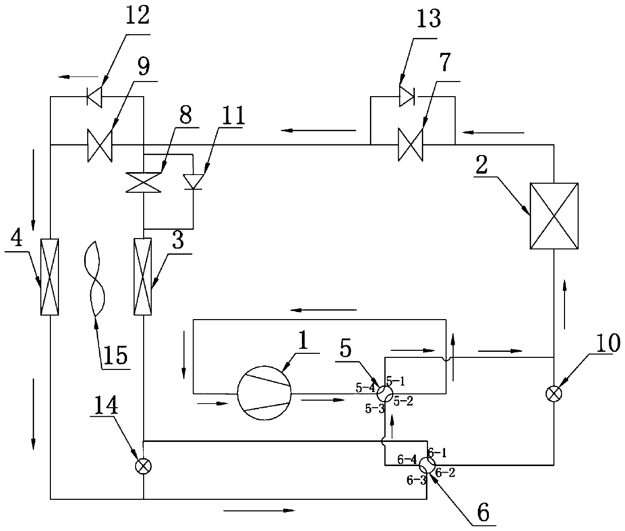 Heat pump system of air-conditioner, air-conditioner and defrosting control method of air-conditioner