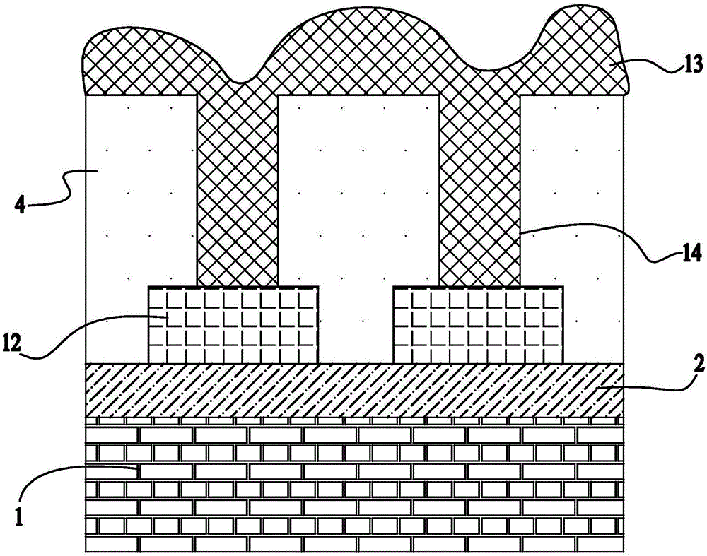 MTM anti-fuse structure on through hole and preparation process thereof