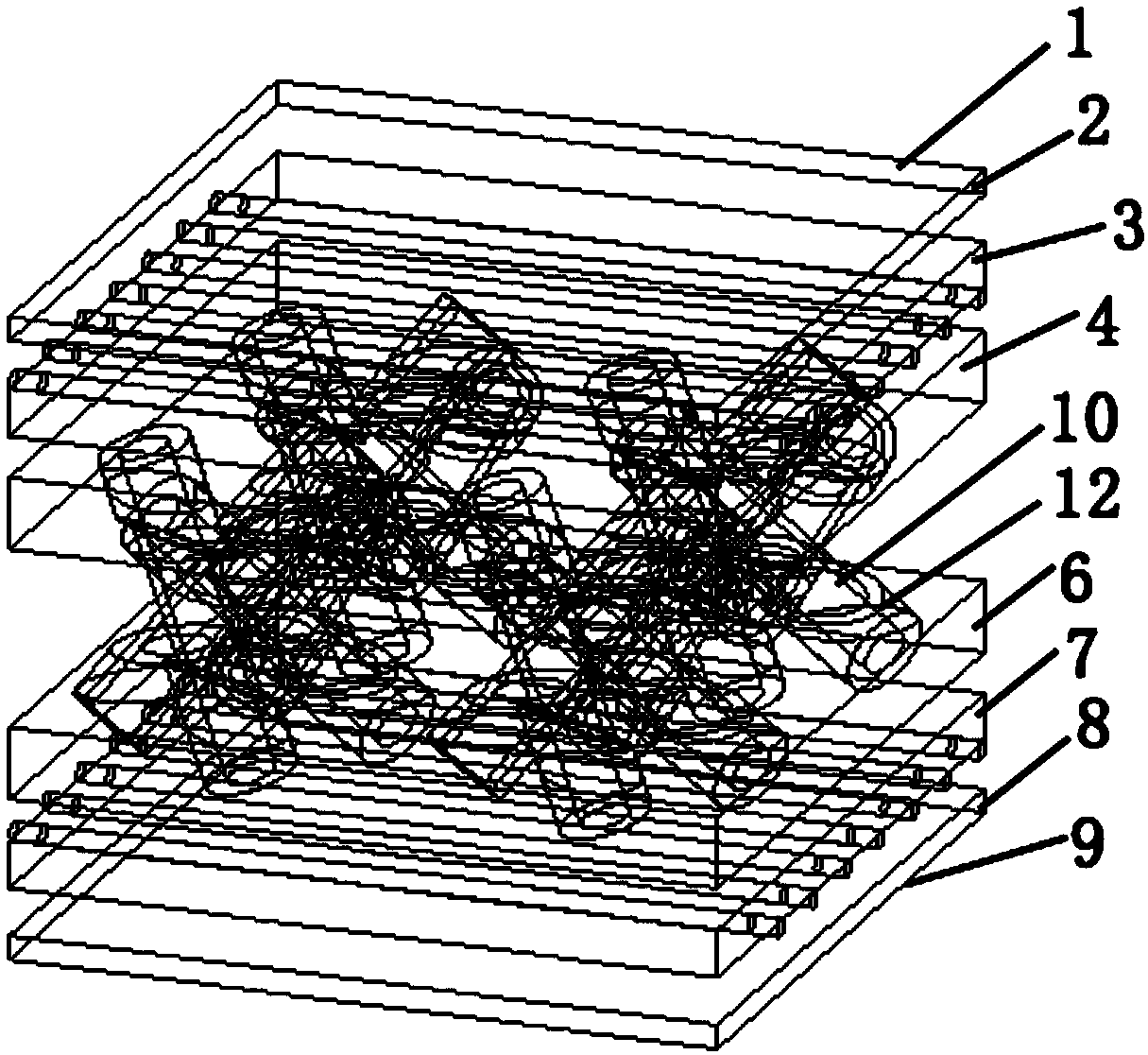 Preparation method of wood-based sound insulating and electromagnetic shielding cross double-X lattice sandwich structure