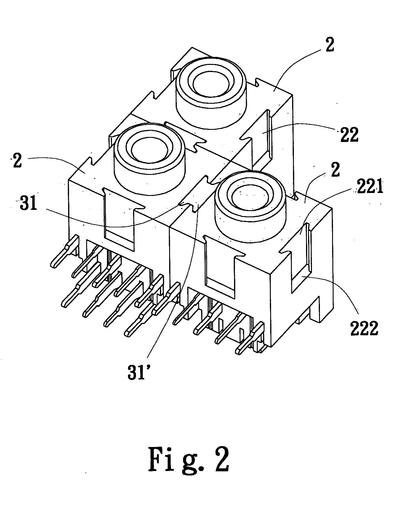 Piled-up audio-source socket