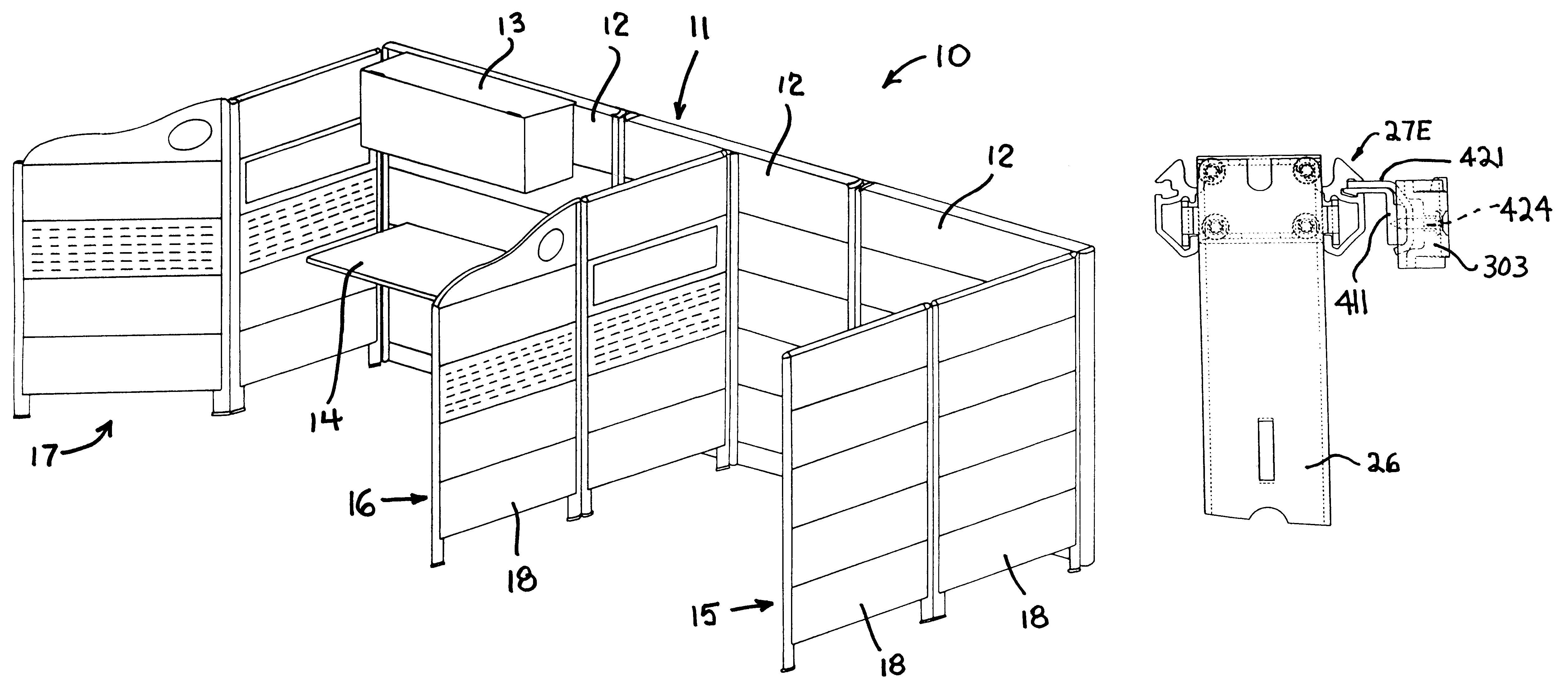 Interior space-dividing wall system