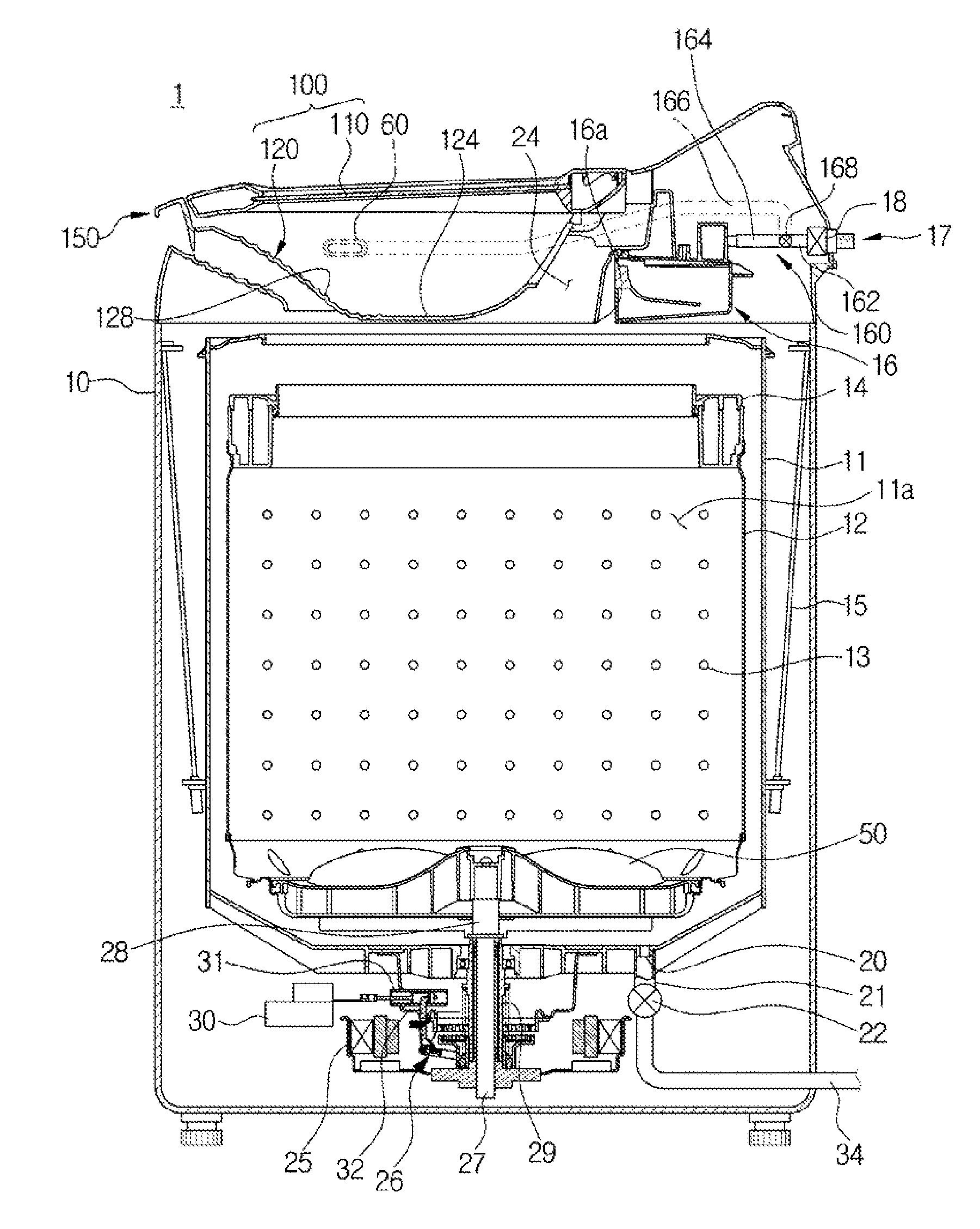 Washing machine and washing water supply device