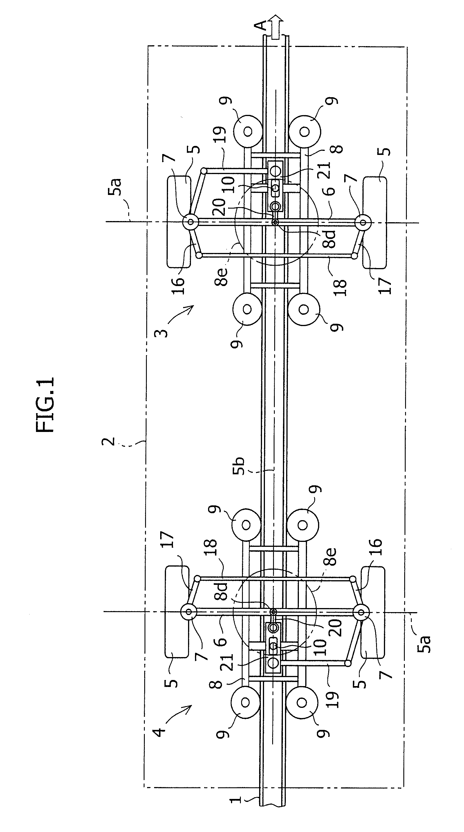 Track-guided vehicle wheel track