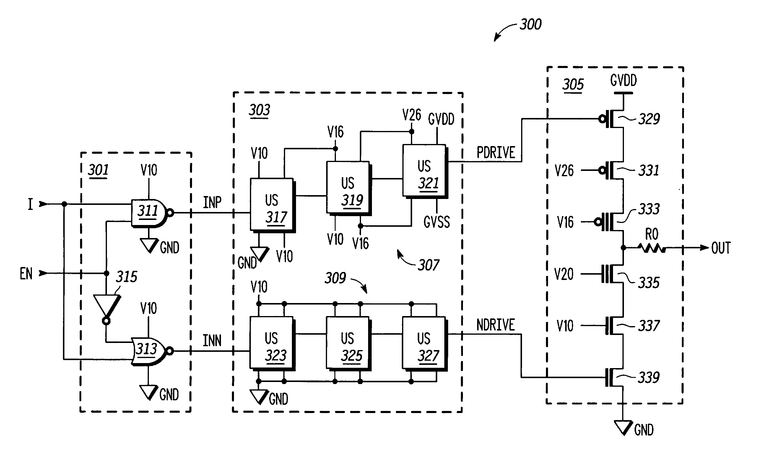 Cascadable level shifter cell