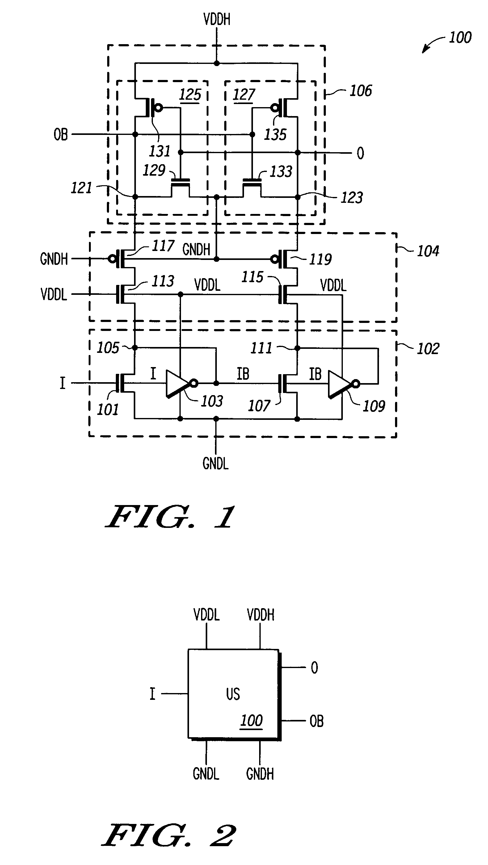 Cascadable level shifter cell