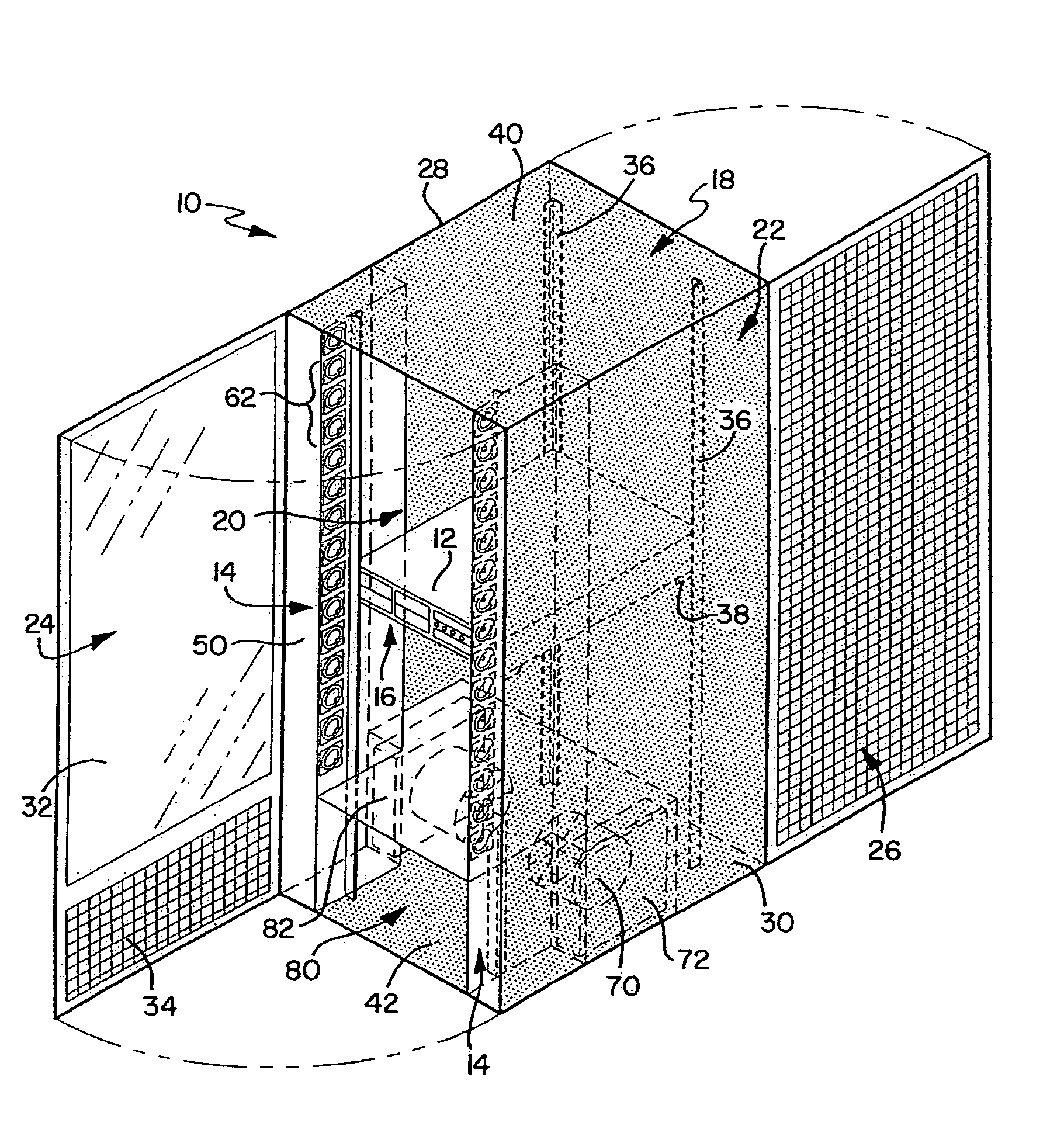 Cabinet for computer devices with air distribution device