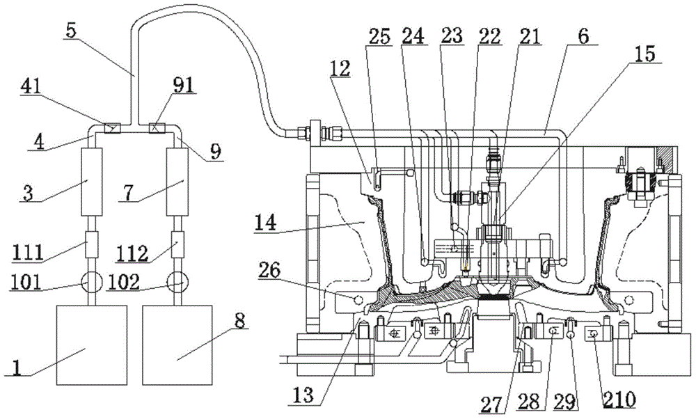 Mold air and water combined cooling system and low-pressure wheel hub mold with same