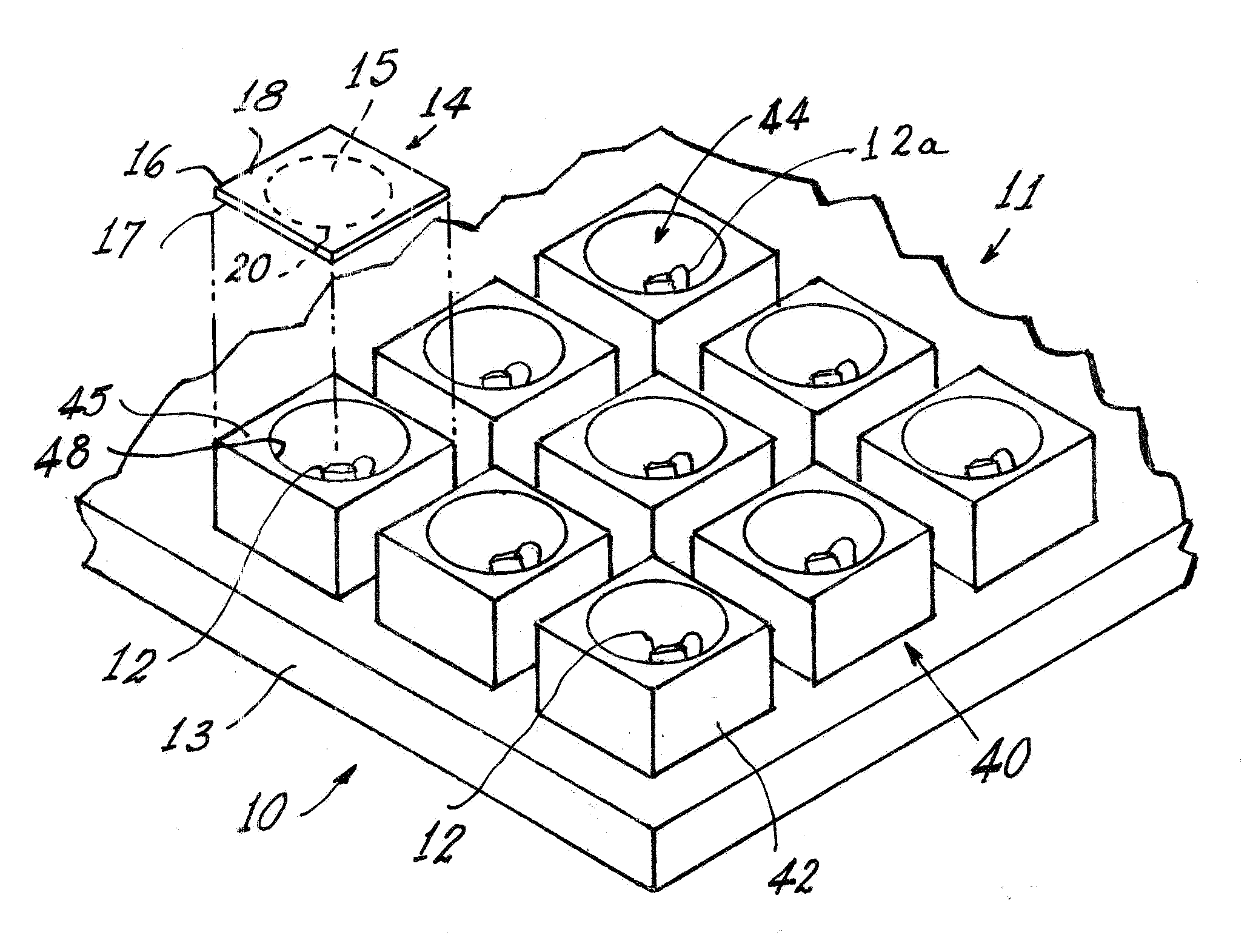 LED package using phosphor containing elements and light source containing same