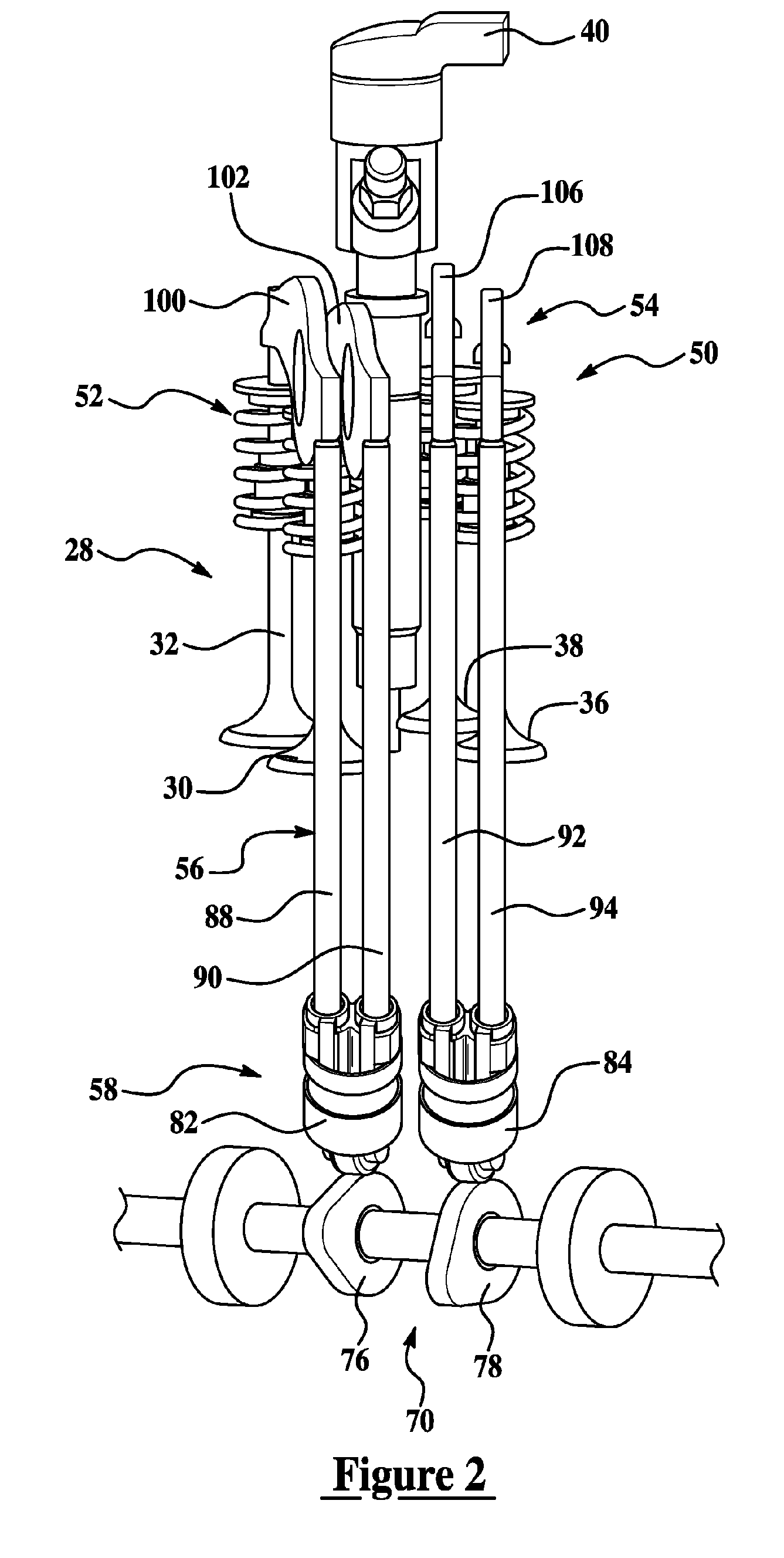 Engine and valvetrain with dual pushrod lifters and independent lash adjustment