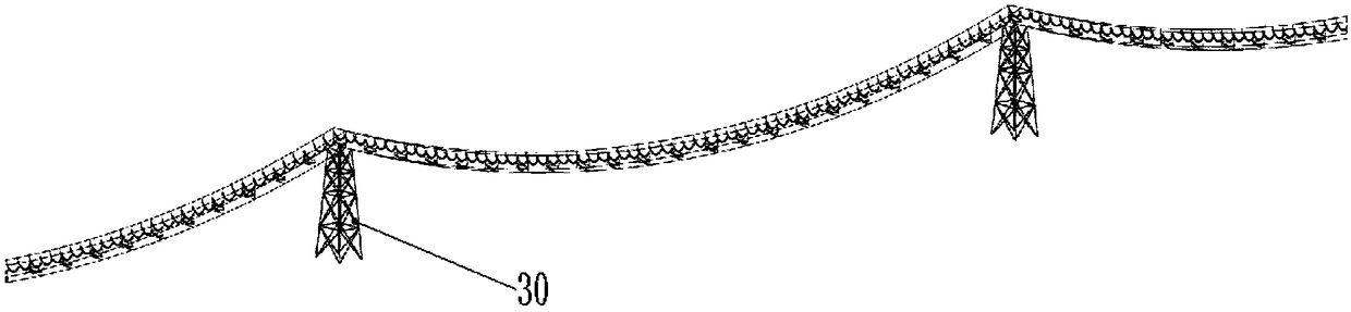 Cable pipe belt conveying structure and conveyor