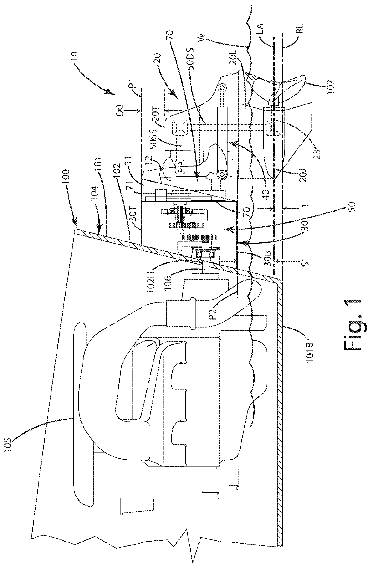 Watercraft adjustable shaft spacing apparatus and related method of operation