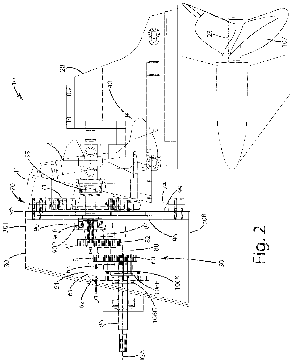 Watercraft adjustable shaft spacing apparatus and related method of operation