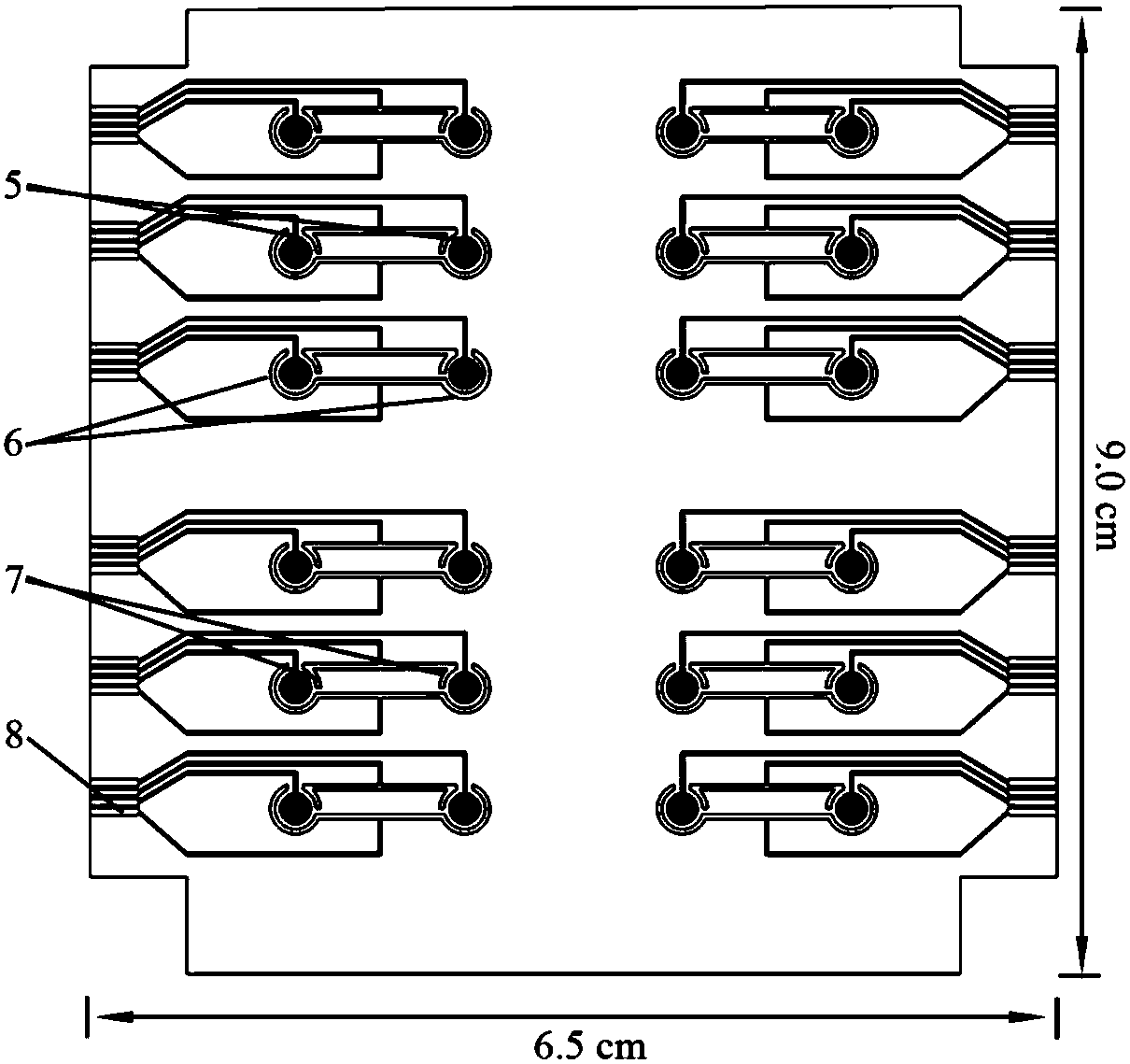 24-site micro-array screen printing electrochemical sensing device and application thereof