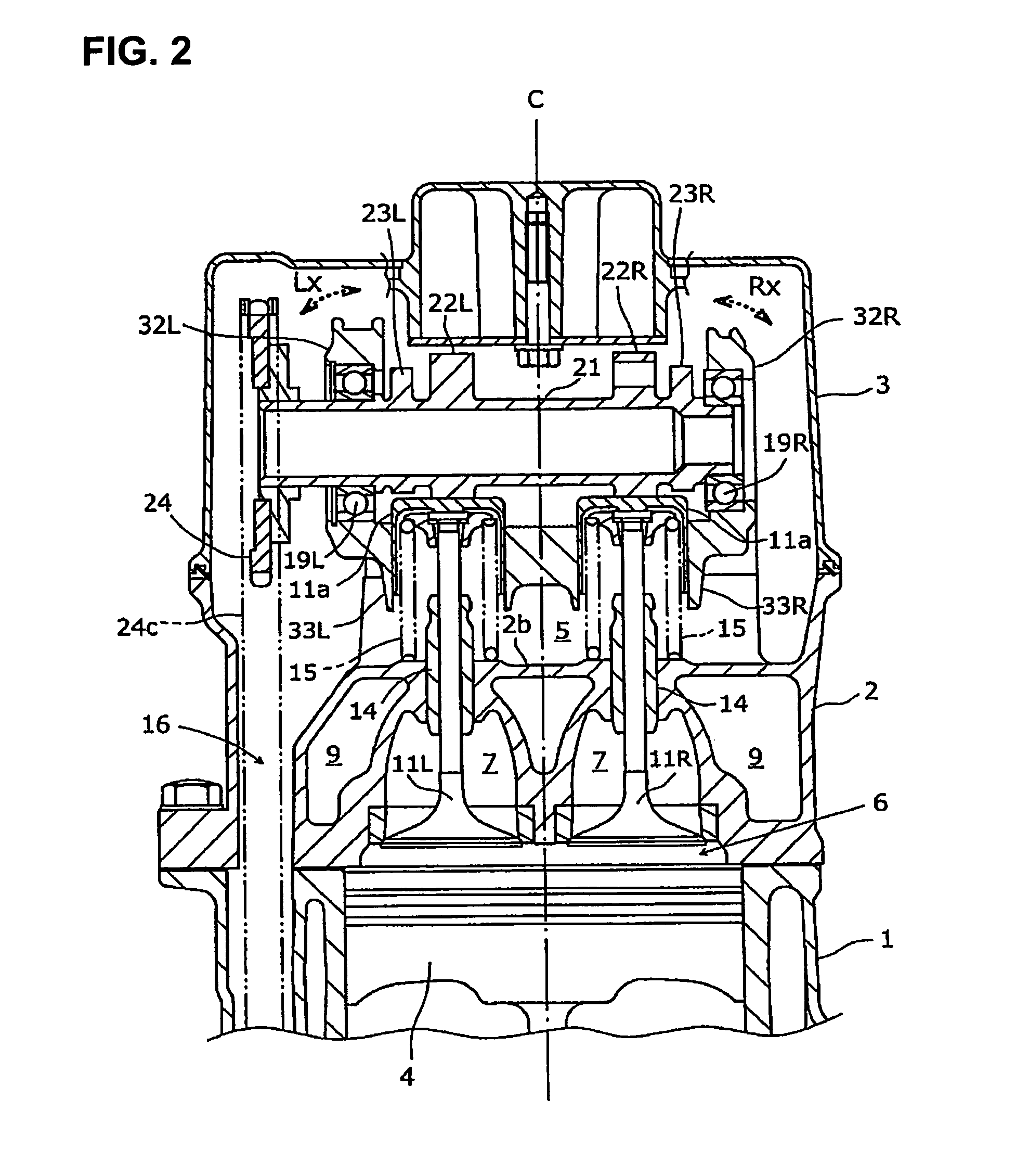 Valve system for overhead-camshaft-type internal combustion engine, and engine incorporating same