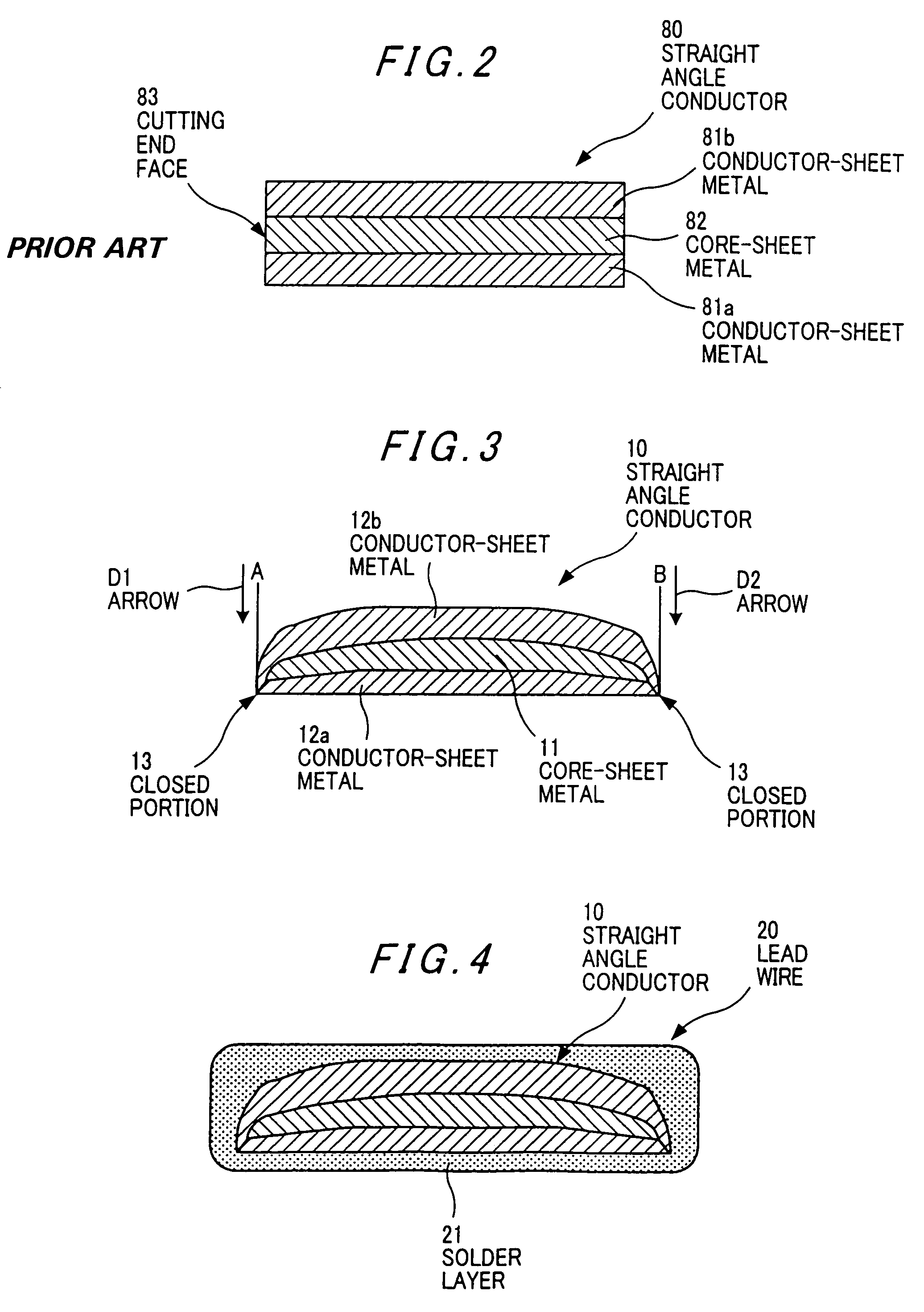 Straight angle conductor and method of manufacturing the same