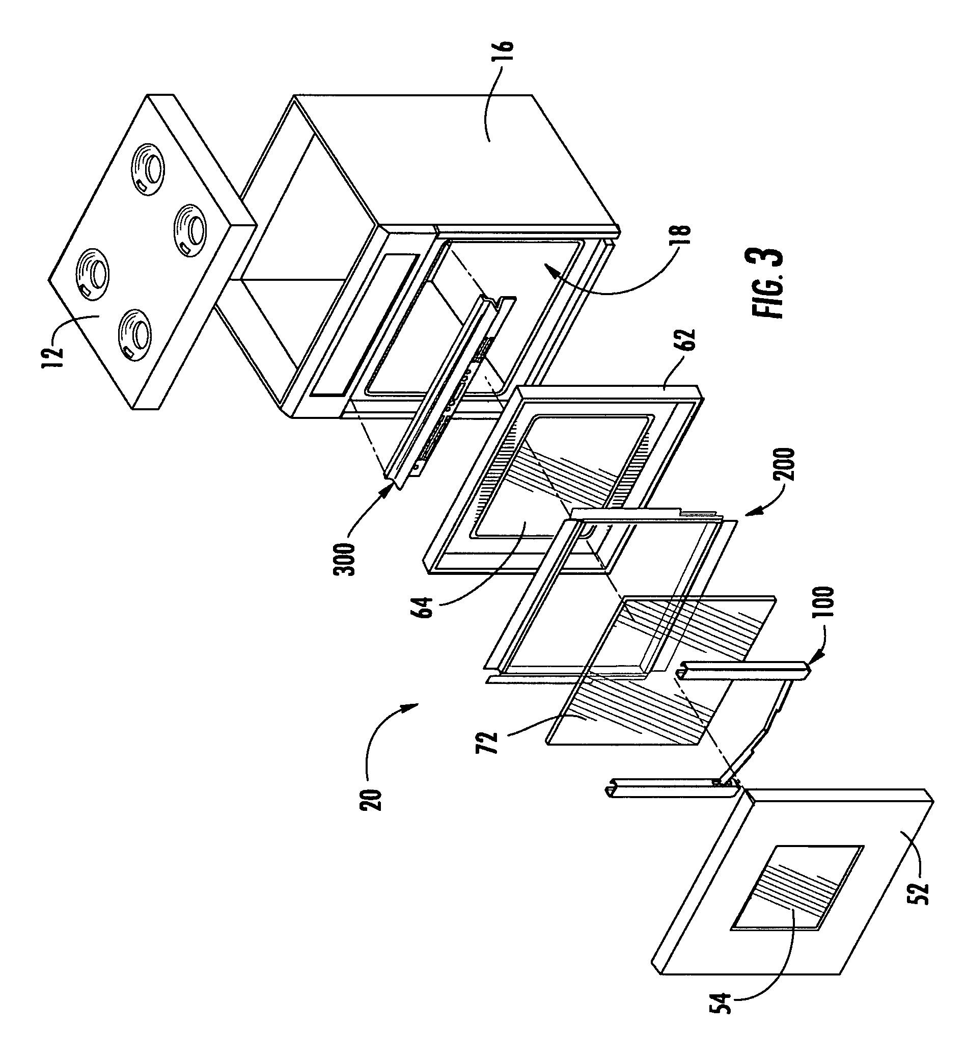 Cooking appliance having a latch plate shield for improved guidance of cooling air and exhaust air