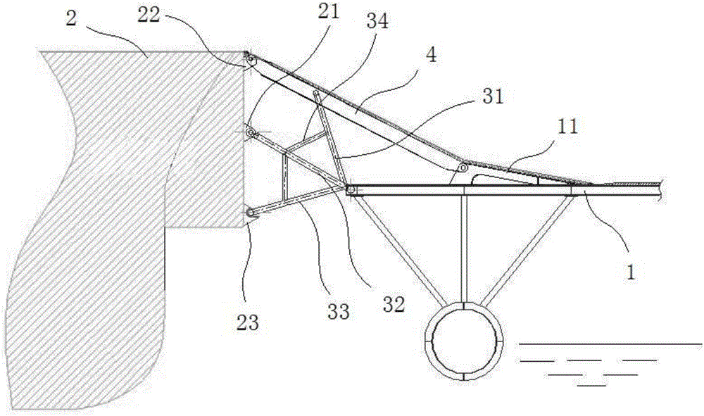 Gangway structure for connecting floating bridge with floating platform