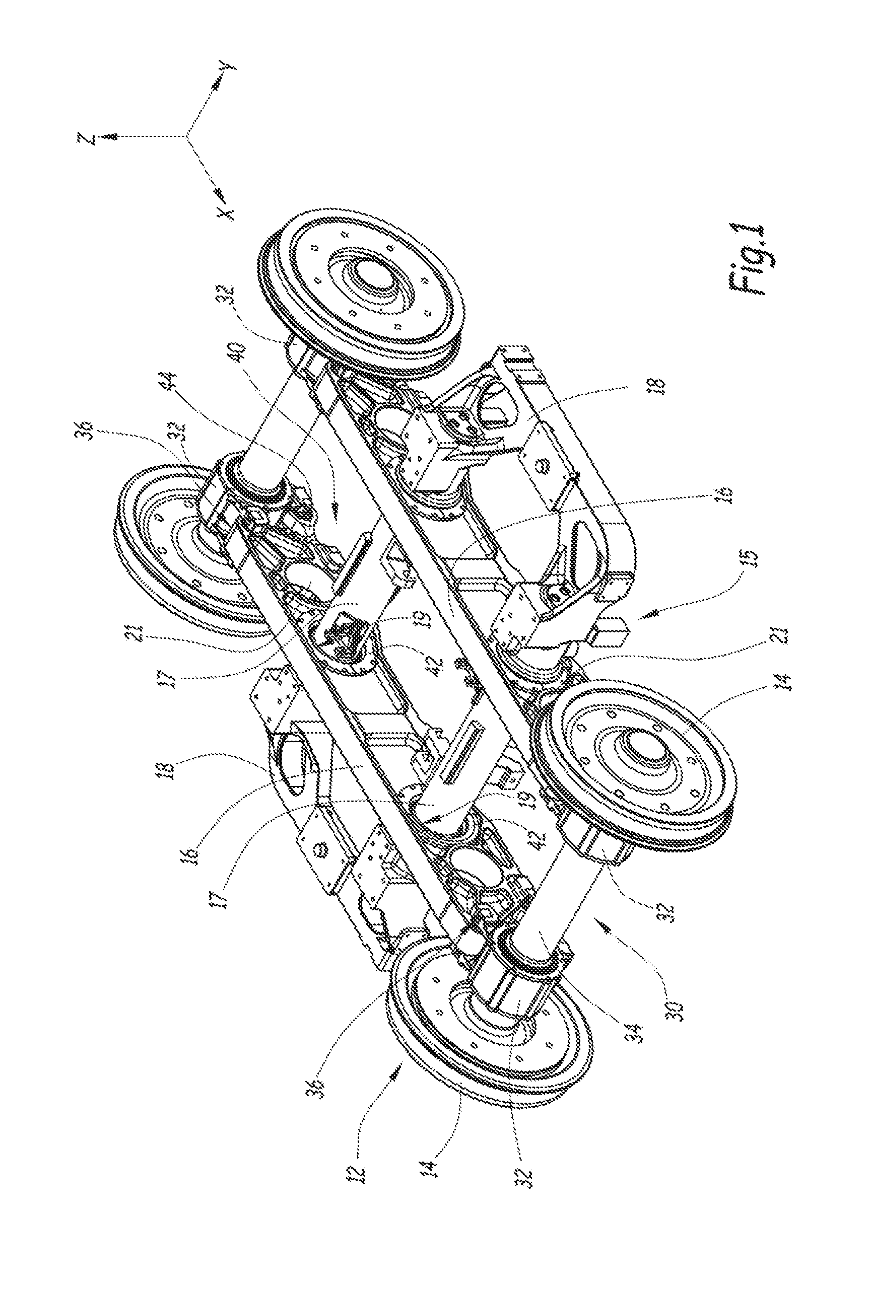 Motorized bogie for a low floor railway vehicle