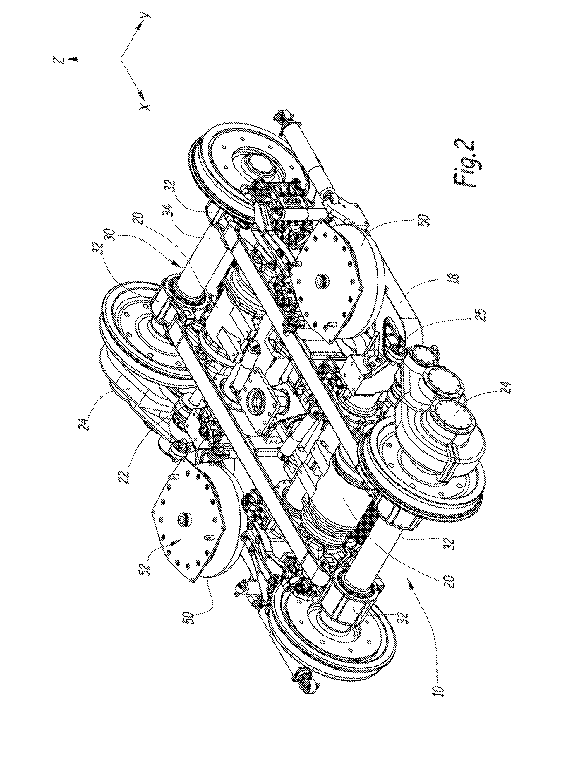 Motorized bogie for a low floor railway vehicle