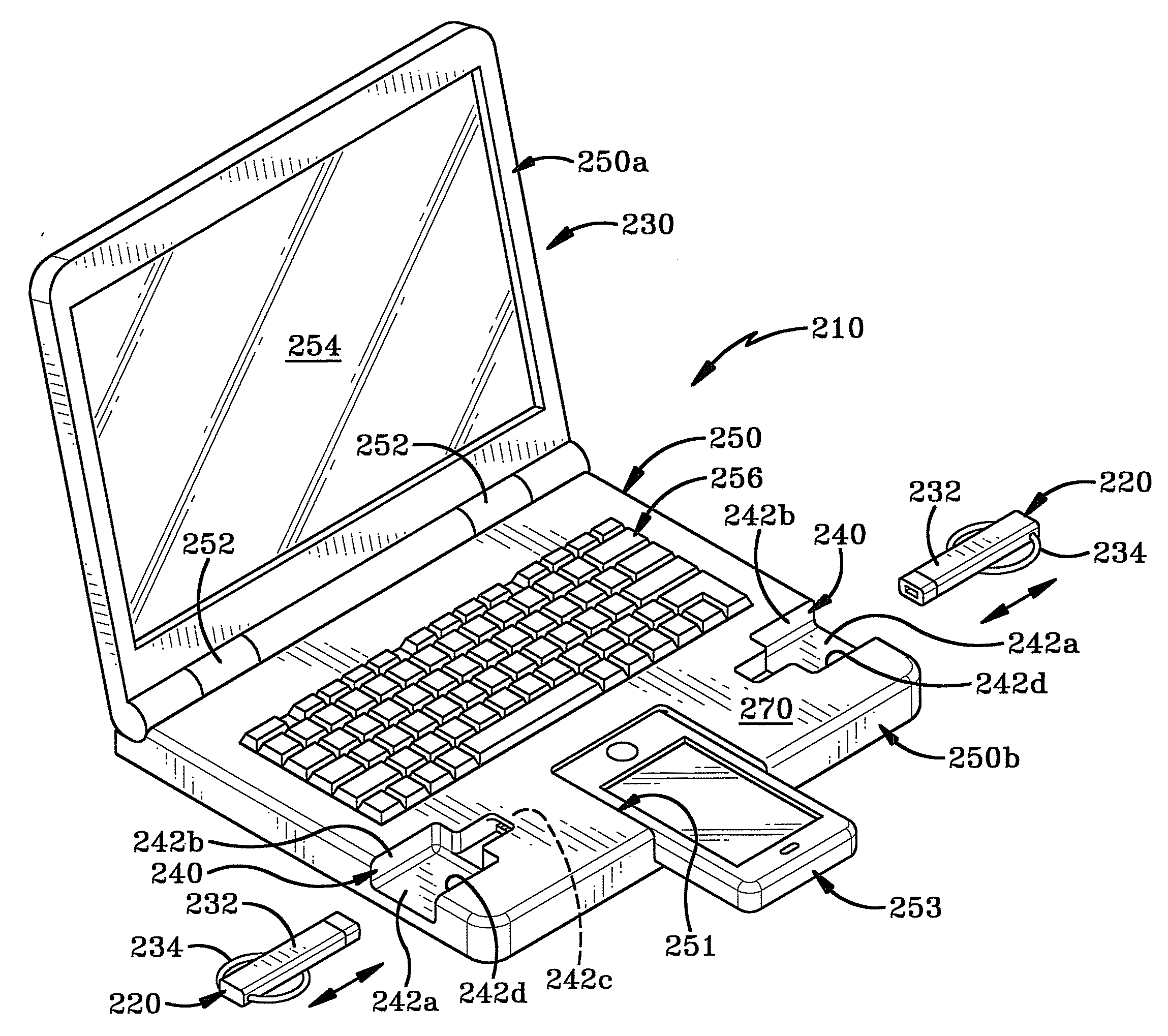 Docking display station with docking port for retaining a hands-free headset therein