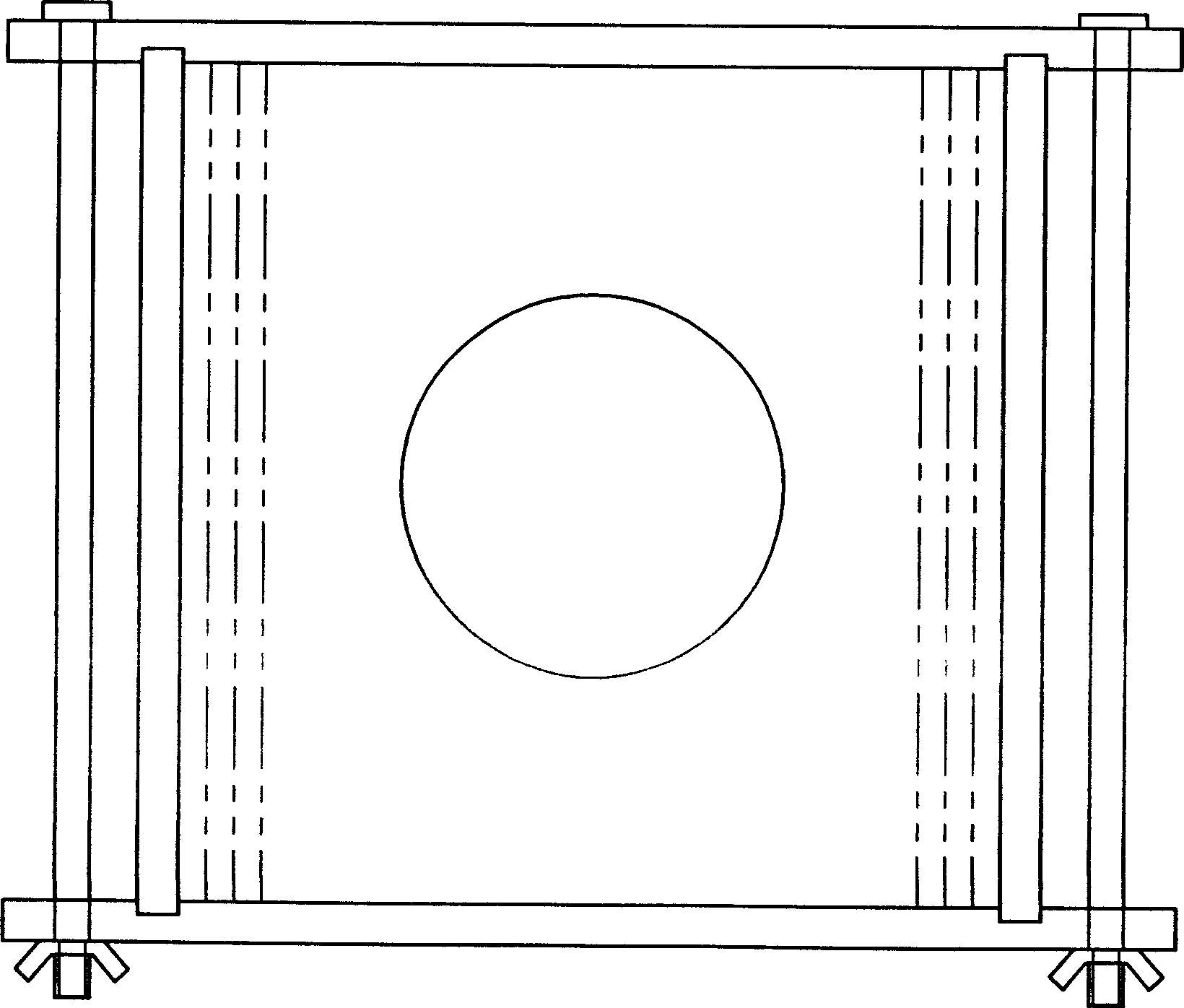 Test method for crack-resistant performance of concrete and outside-square inside-round test apparatus therefor