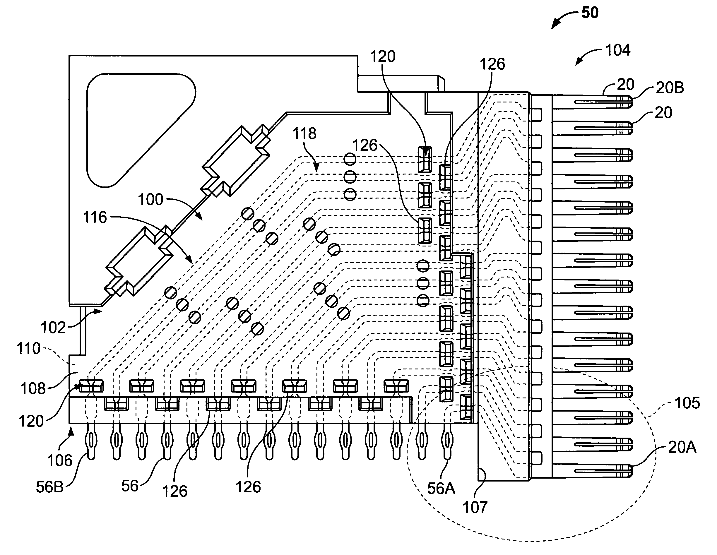 Skew controlled leadframe for a contact module assembly