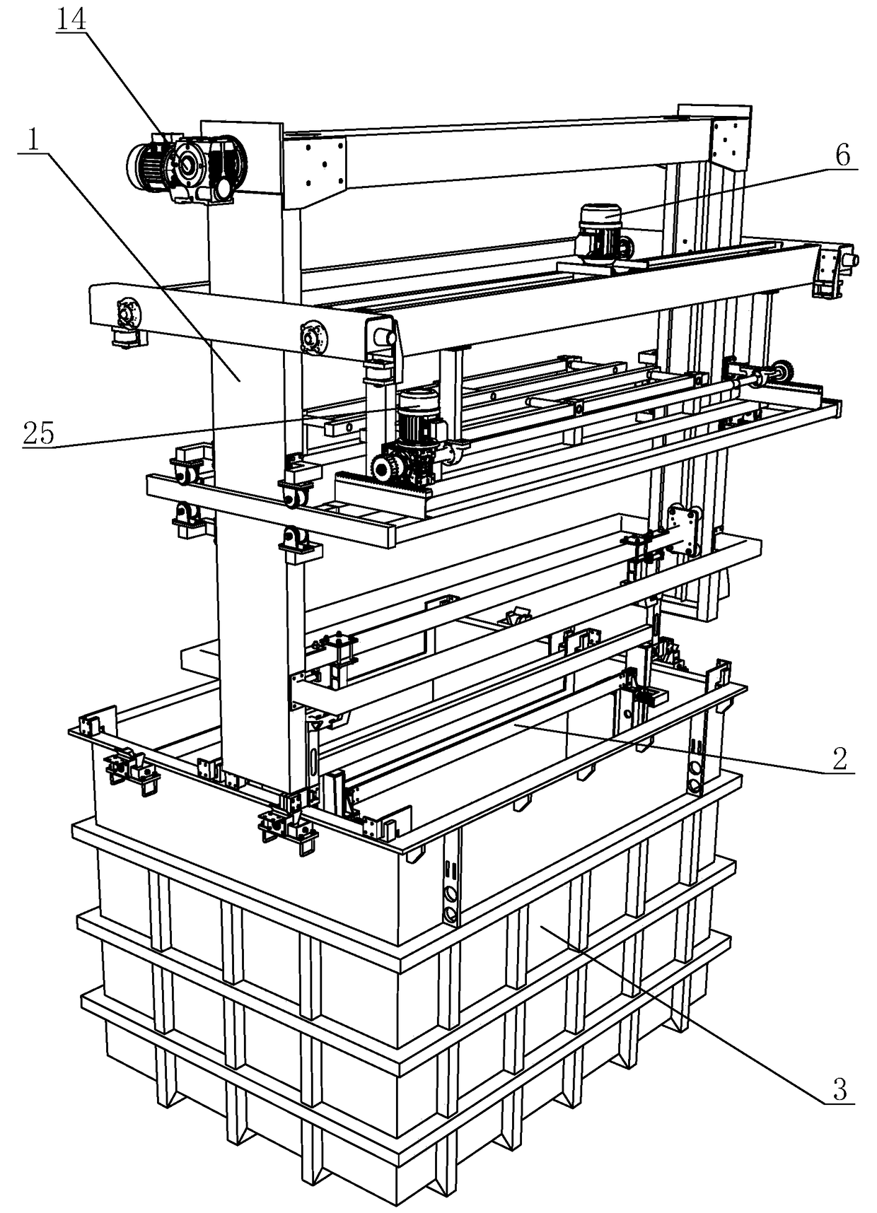 A kind of electroplating Feiba swing pouring device