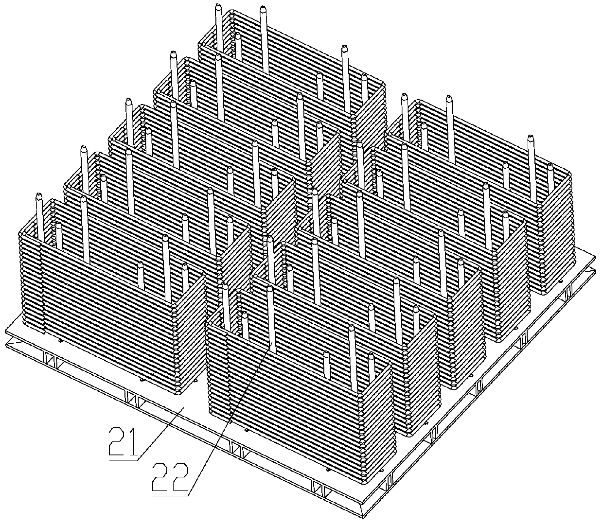 Automatic sleeper stirrup stacking equipment