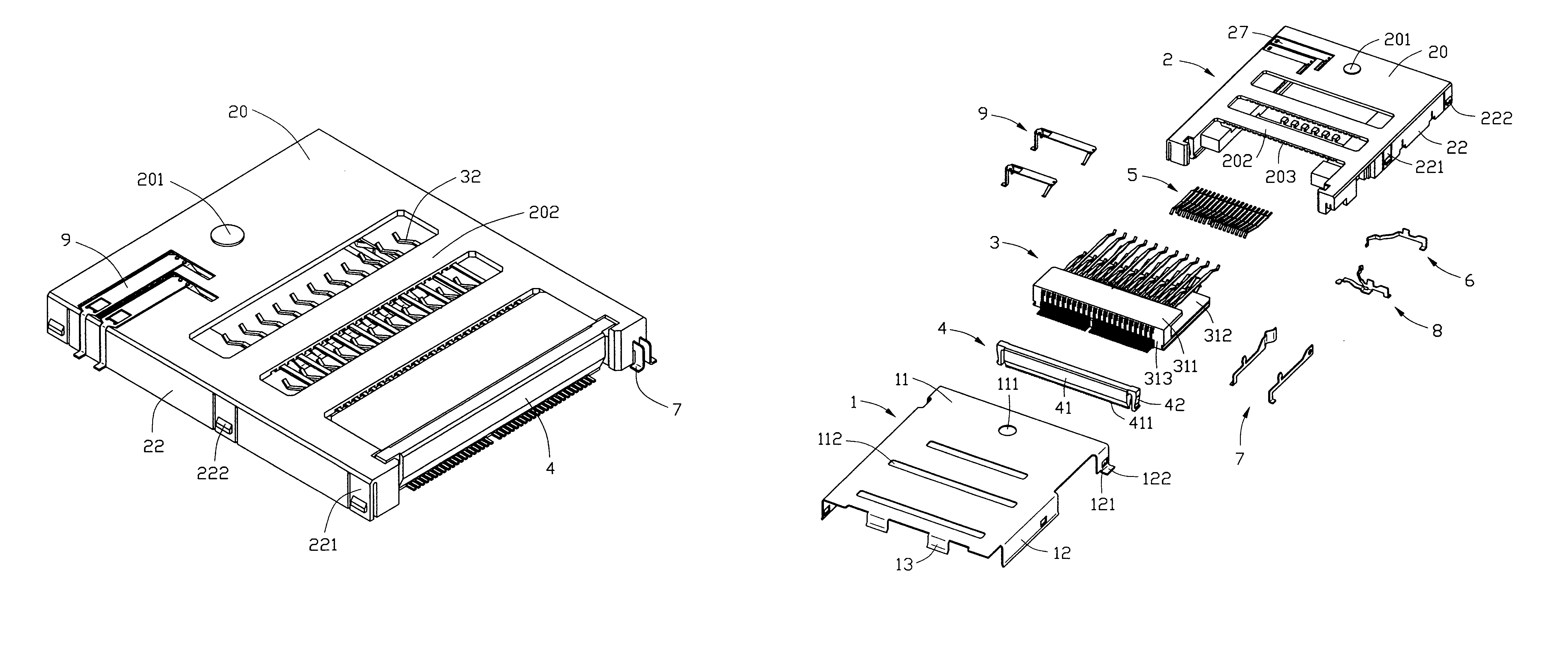 Connector for memory cards