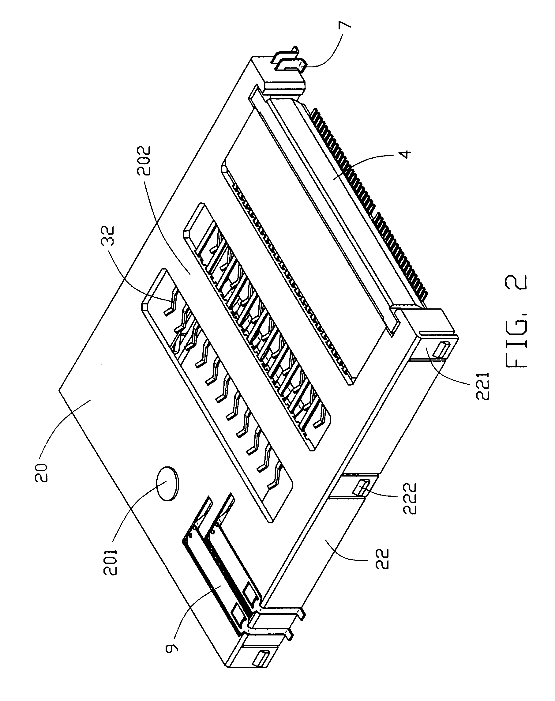 Connector for memory cards