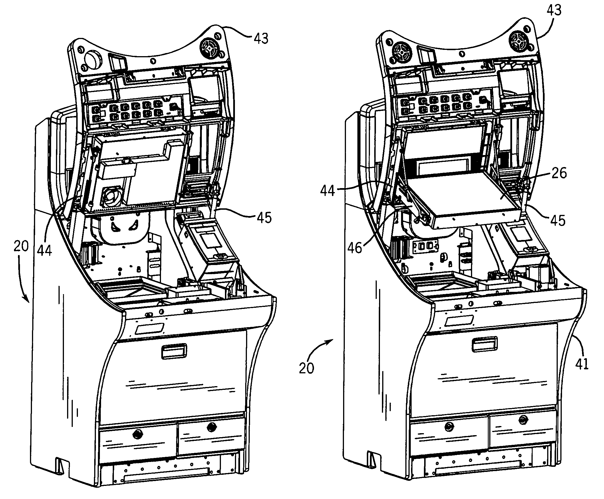 Extendable display for a gaming machine