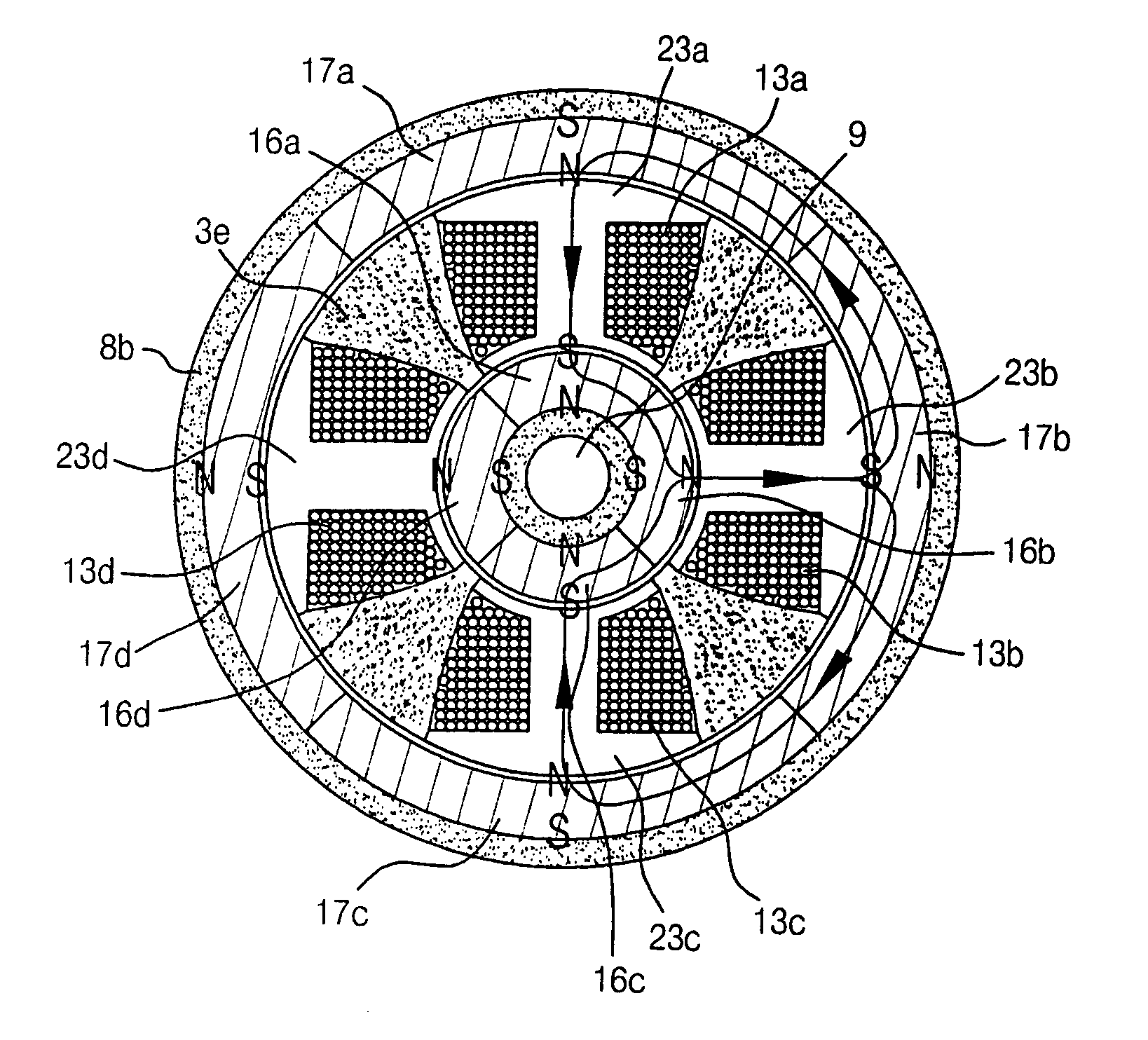 Brushless direct-current motor of radial core type having a structure of double rotors and method for making the same