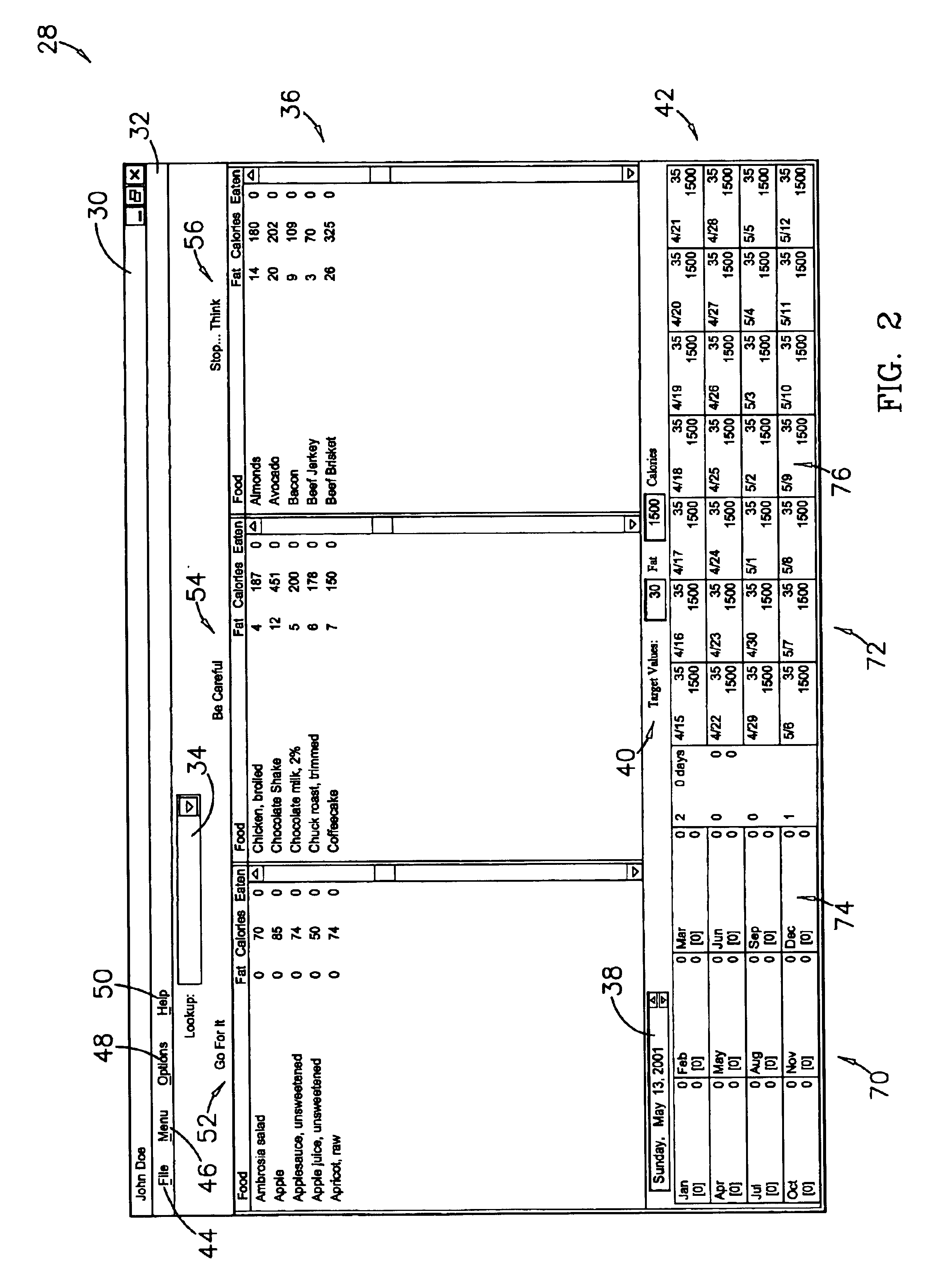 Computer program, method, and system for monitoring nutrition content of consumables and for facilitating menu planning