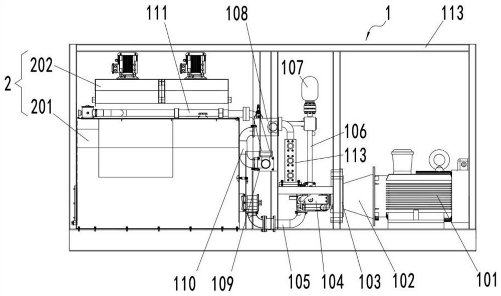 A hydraulic pump station skid and a hydraulic pressure-driven pump with a hydraulic pump station skid