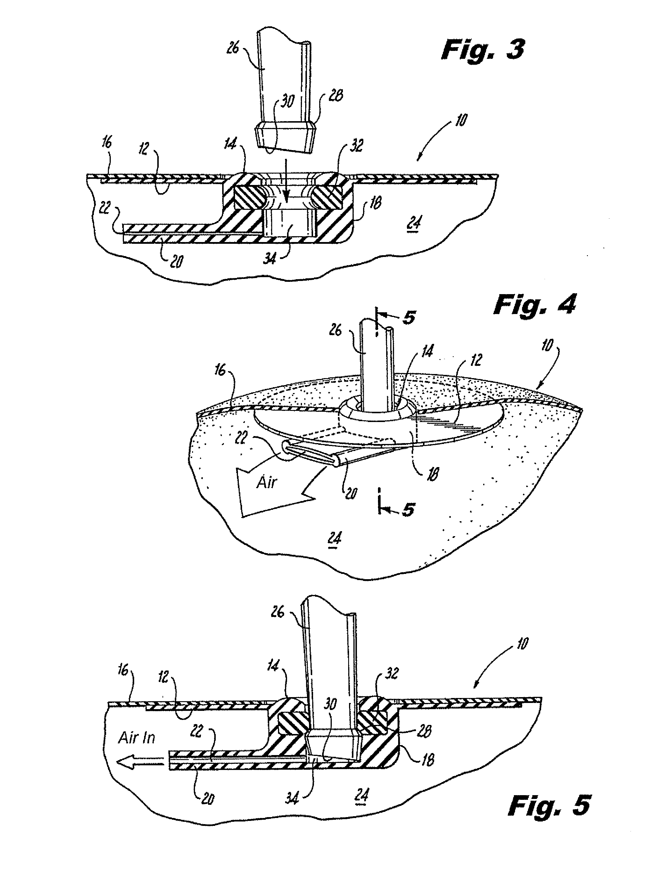 Valve assembly for inflatable bladder and method of manufacturing the same