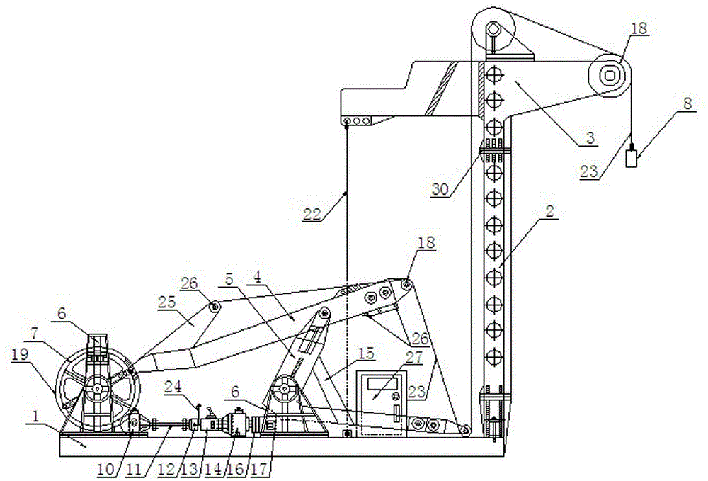 Multifunctional double arm interaction double-drive-wheel self-speed-changing pumping unit