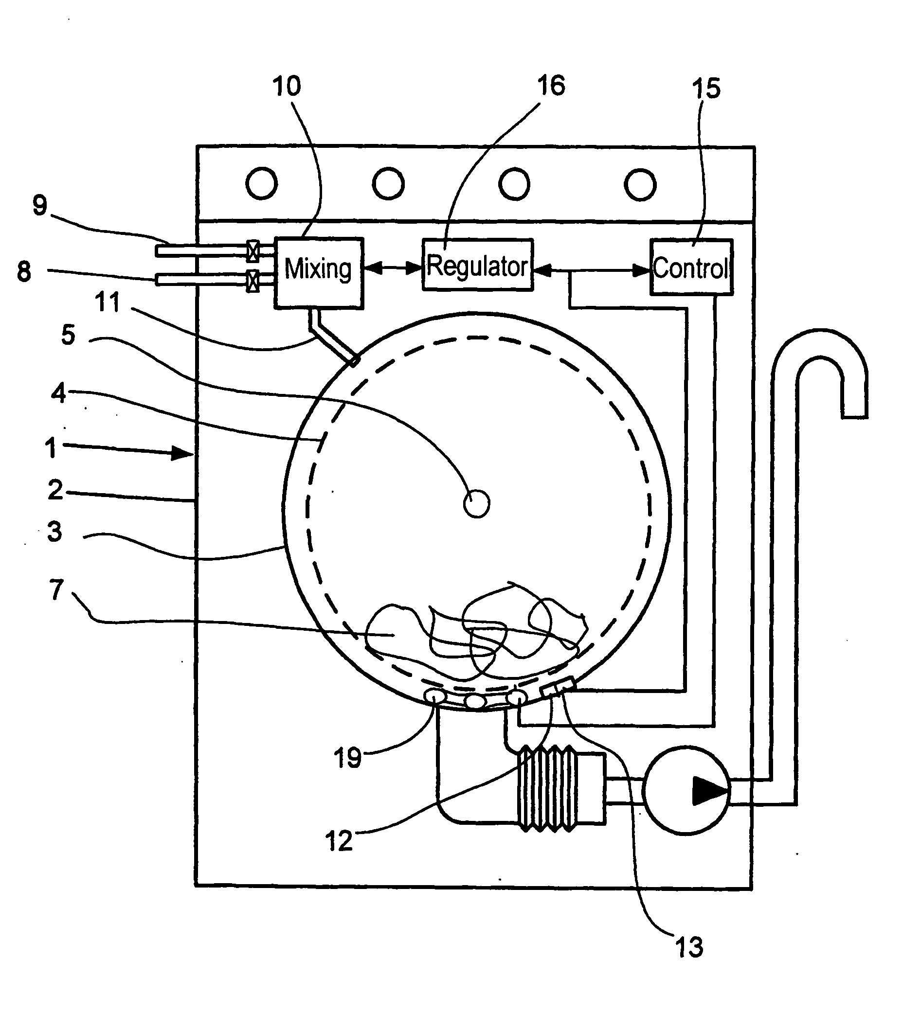 Water-bearing household appliance, in particular, washing machine