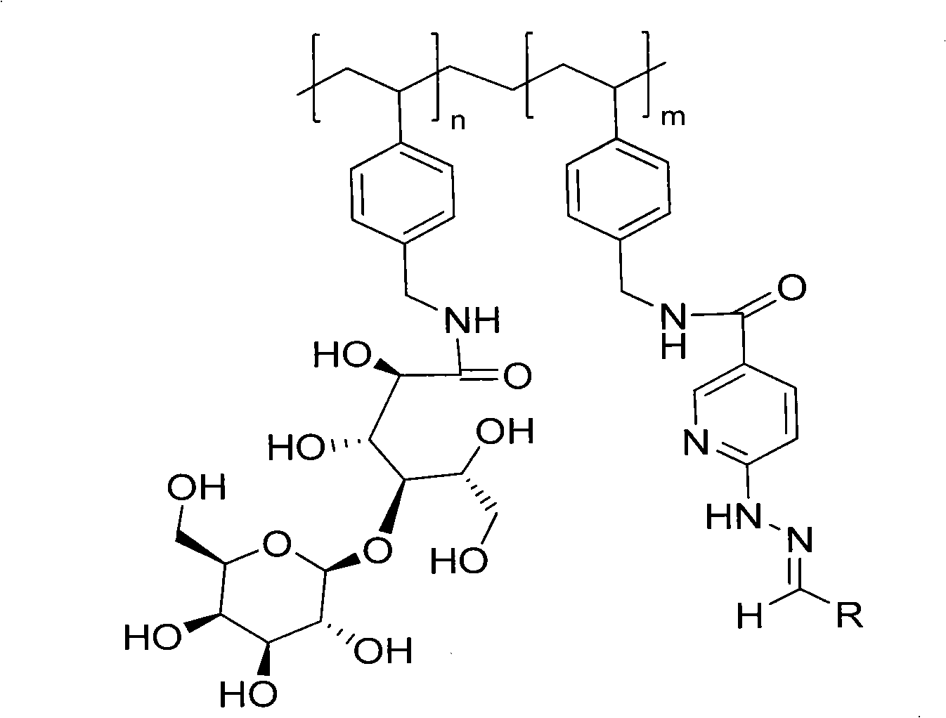 Technetium-99m-marked poly N-vinyl benzyl-D-lactose amide composition and preparation method