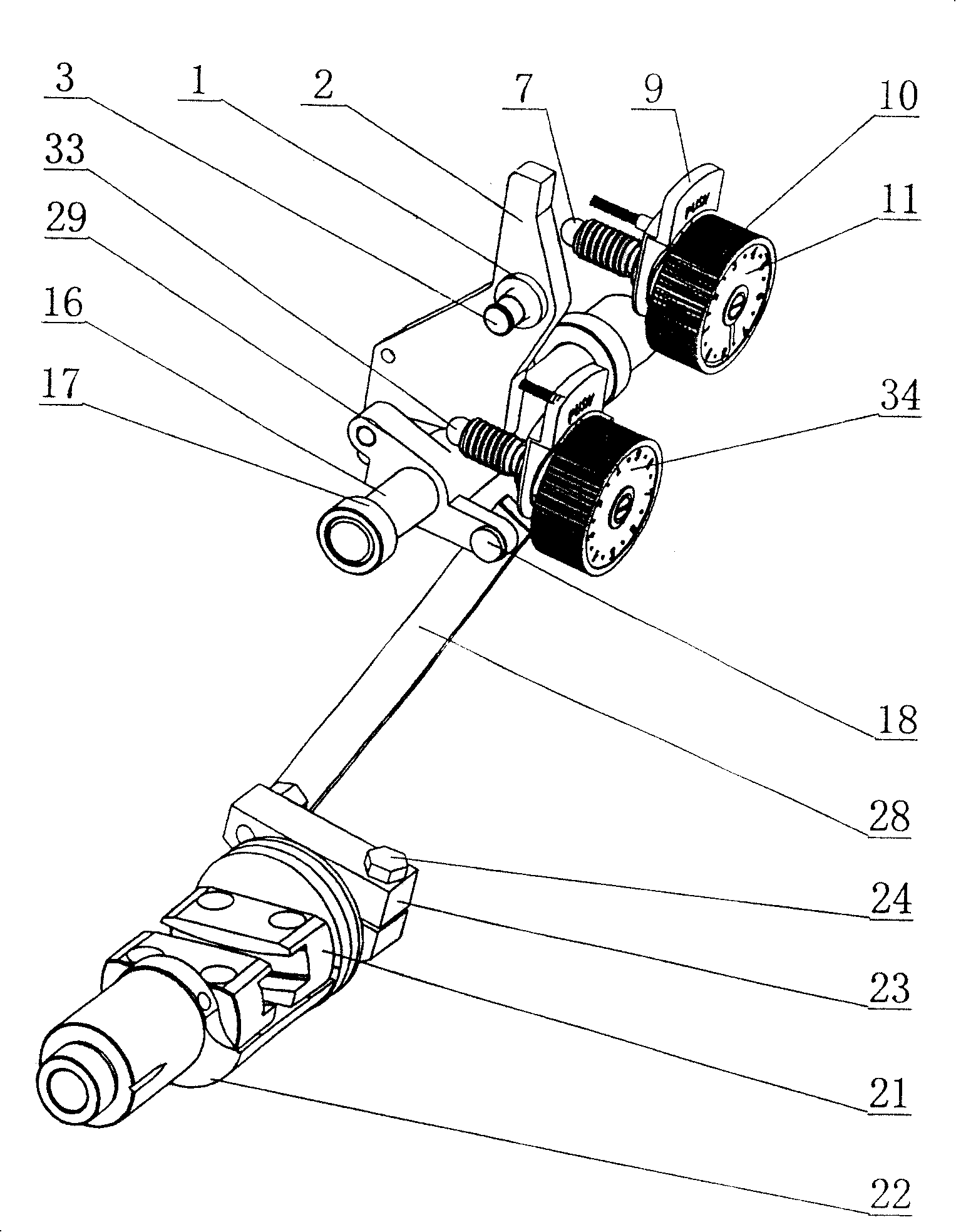 Sewing machine needle distance regulating mechanism