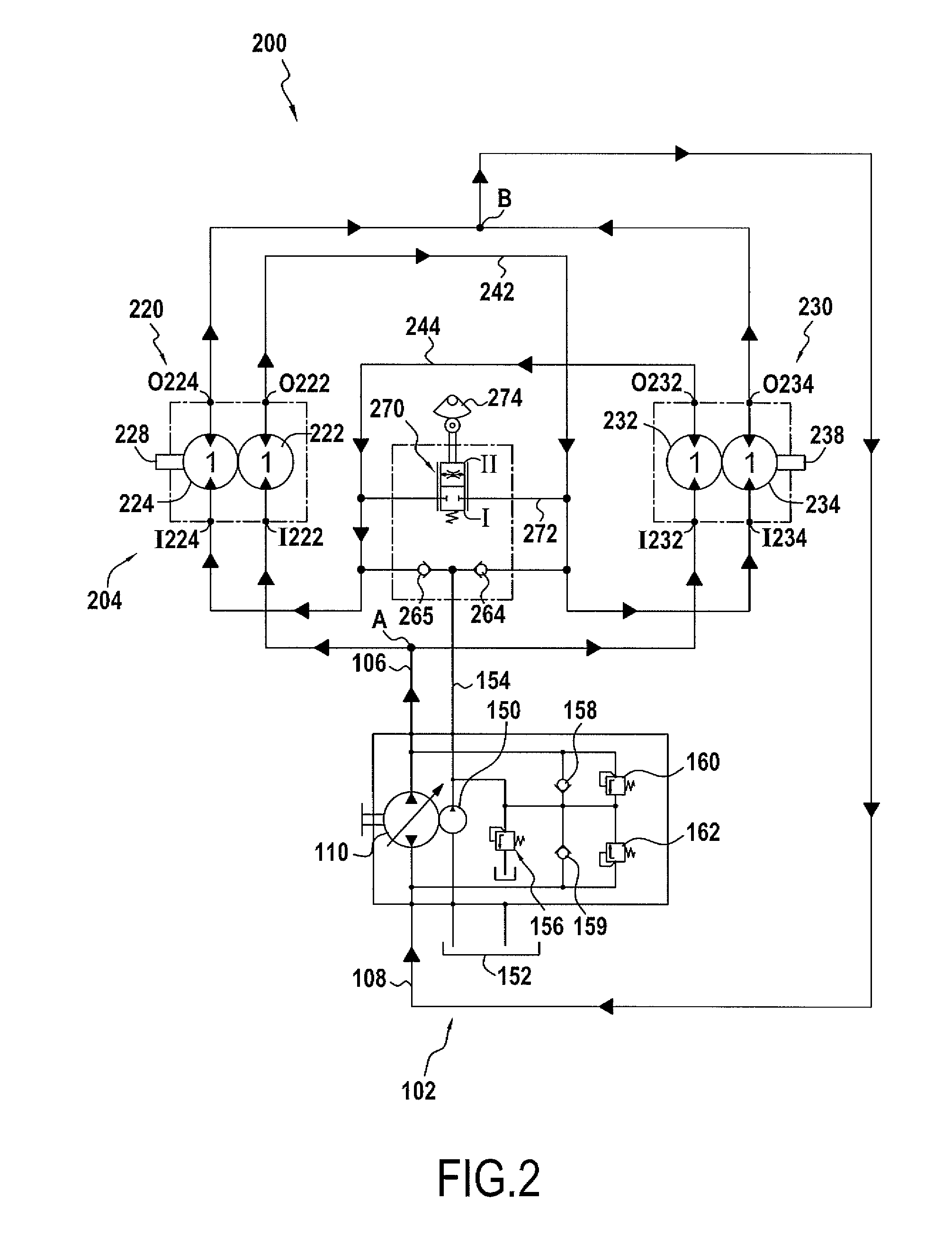 Hydraulic circuit adapted for coupling motors