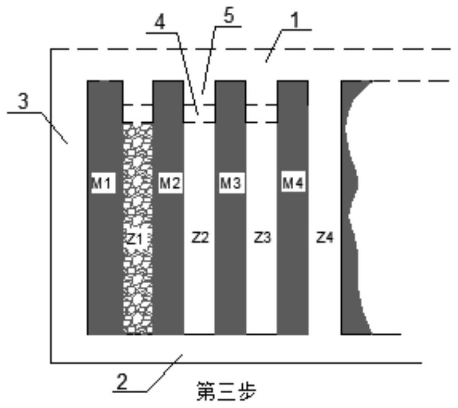 Three-down coal mining method for concentrated filling roadway in near-horizontal extra-thick coal seam and step-by-step mining