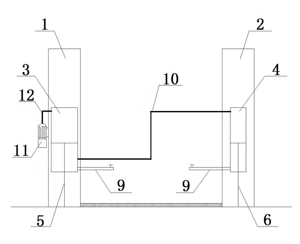 Double-column hydraulic automobile elevator free of balancing of steel wire rope