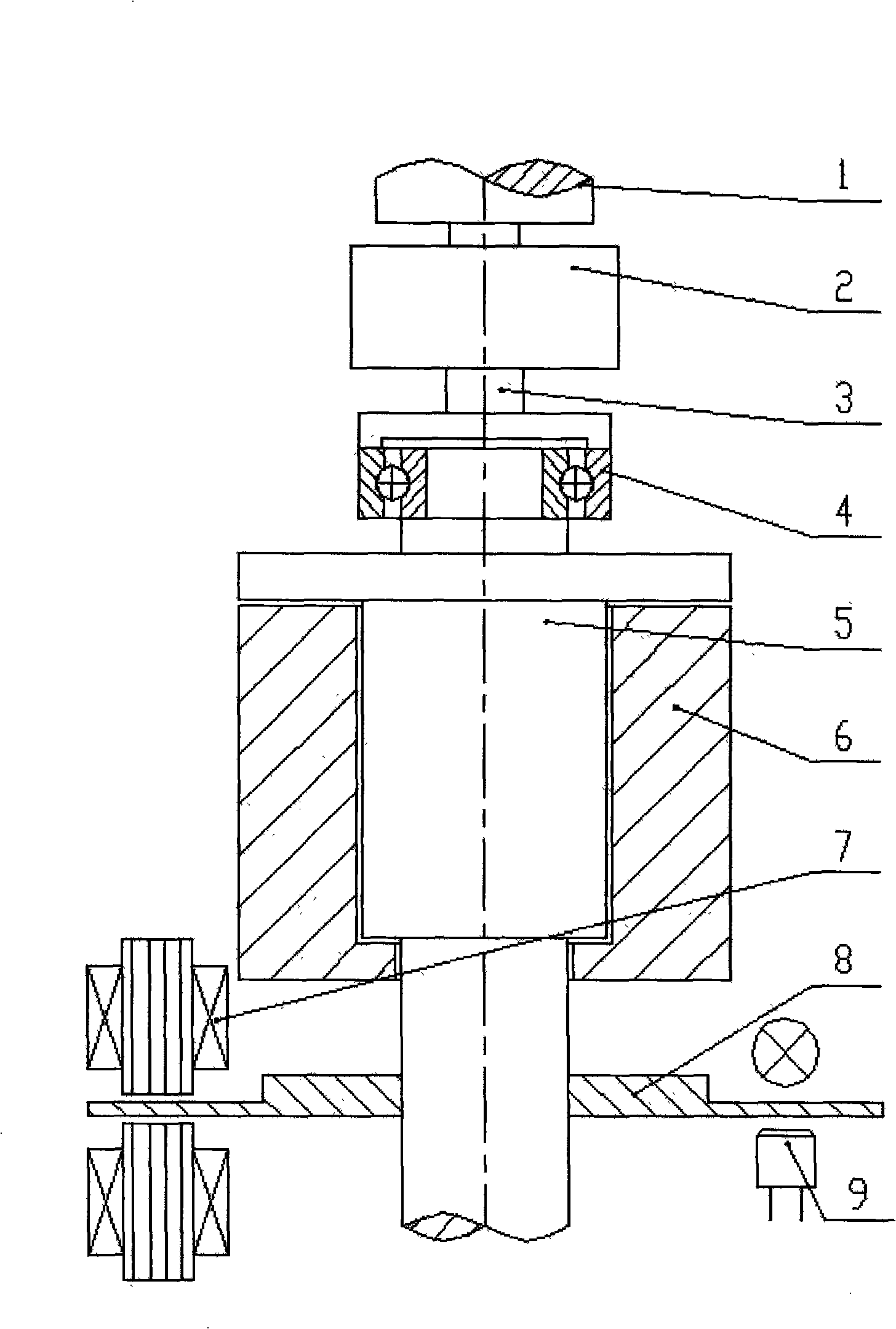 Method for measuring non-contact type bearing startup friction torque and measuring instrument thereof